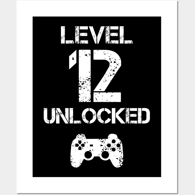 Level 12 Unlocked T-Shirt - 12th Birthday Gift Wall Art by Ilyashop